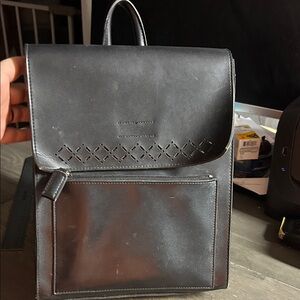 Mondani Black Leather Backpack